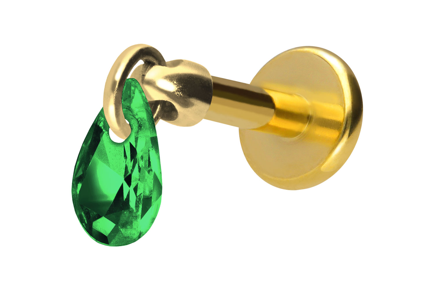 Titan Labret Piercing mit Innengewinde KRISTALLTROPFEN